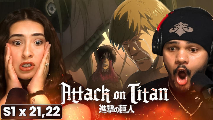 TITAN EREN YEAGER VS FEMALE TITAN! *ATTACK ON TITAN* SEASON 1 EP 21&22 REACTION!